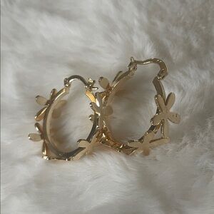 Gold Floral Hoop Earrings